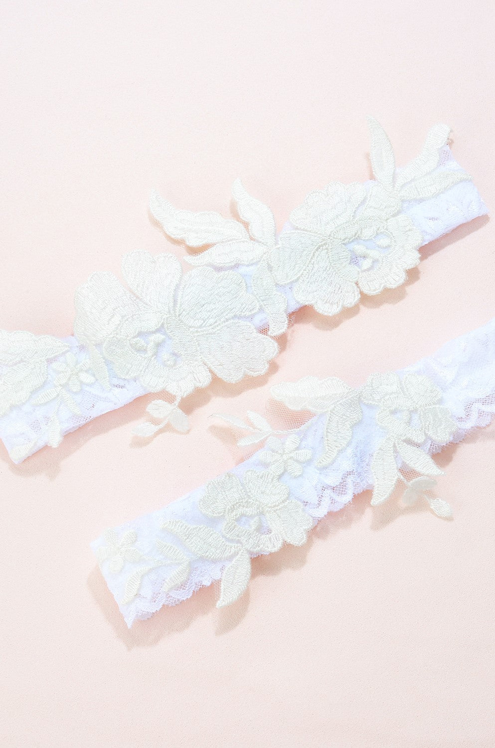 Calypso Floral Lace Garter Set White