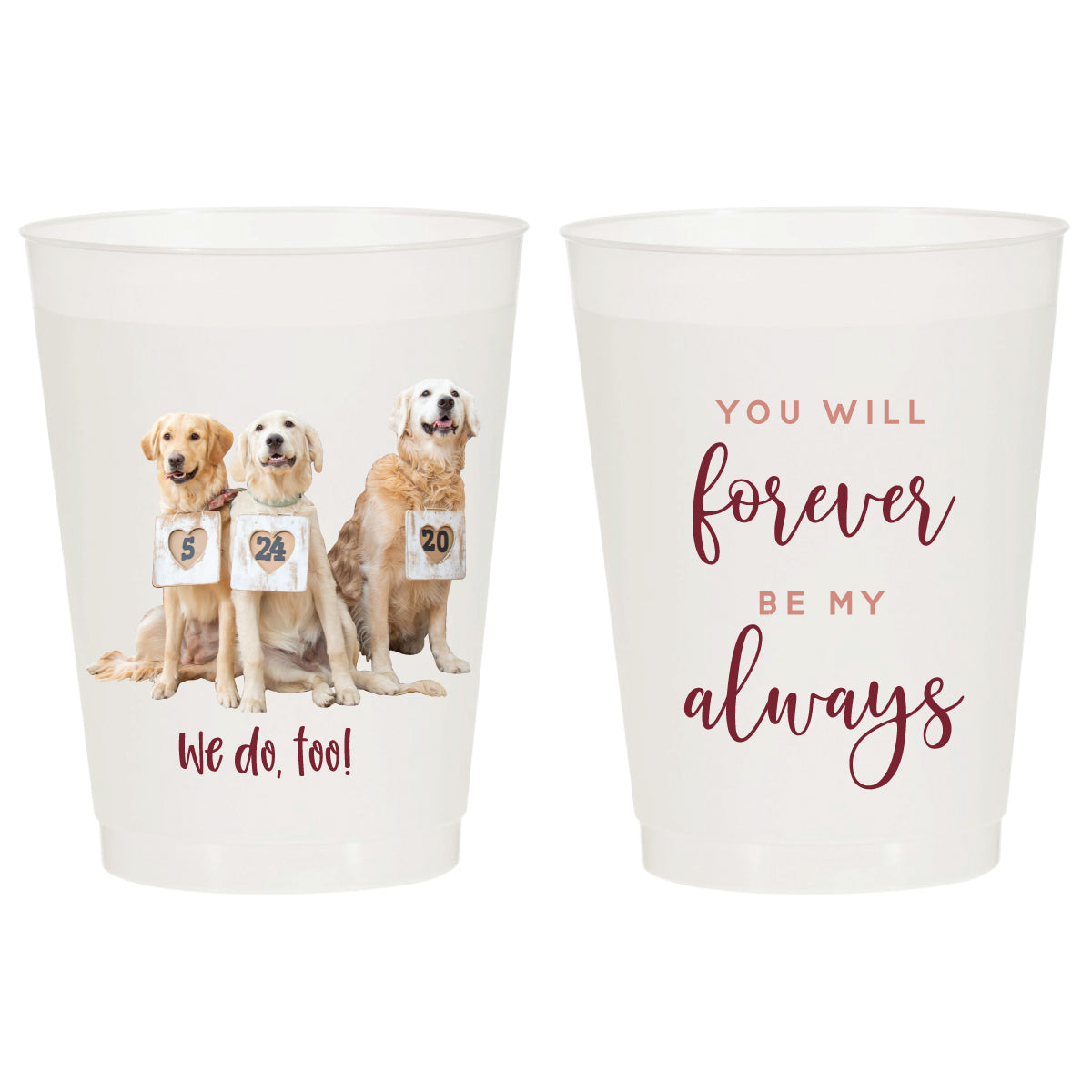 Dog Photo Full Color Wedding Frosted Cups