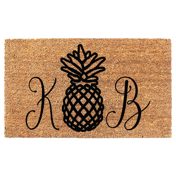Double Initials Monogram Pineapple Custom Doormat