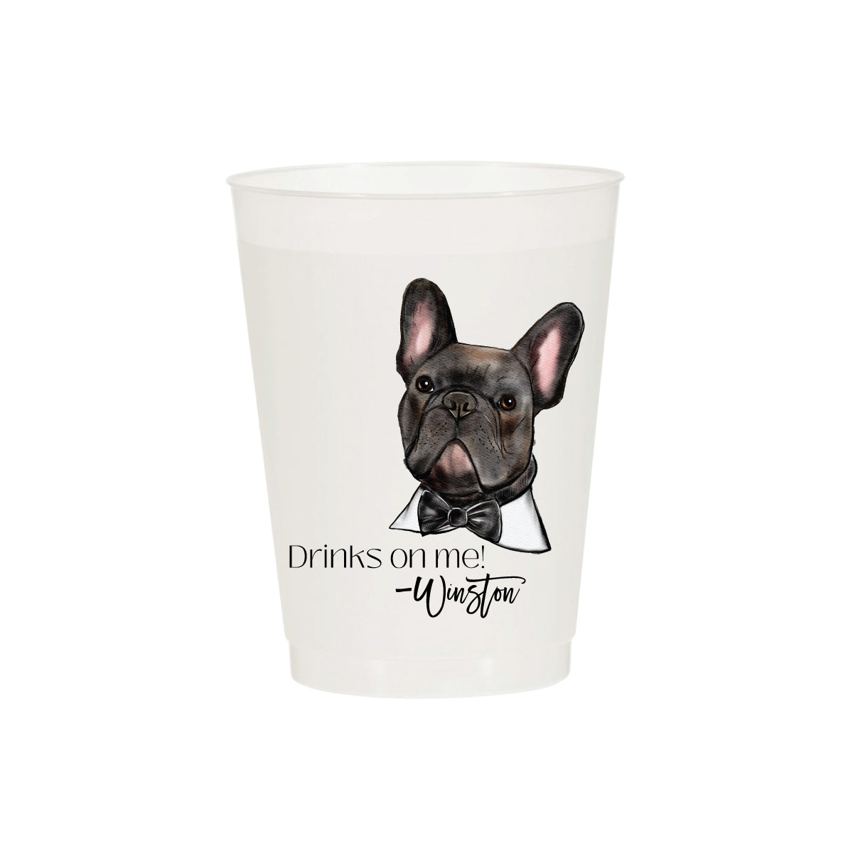 Drinks On Me Watercolor Pet Portrait 16oz Full Color Frosted Cups