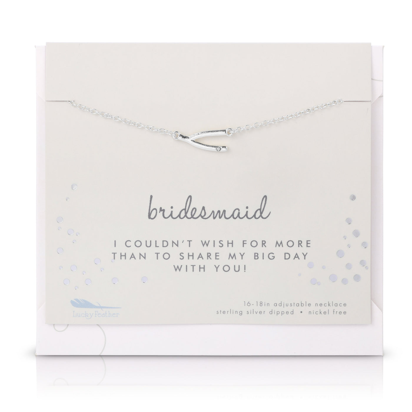 Bridesmaid Best Day Ever Necklace w/ Card & Envelope
