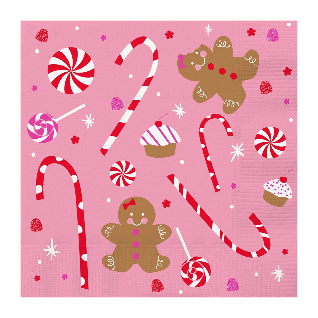 Gingerbread and Candy Canes Christmas Cocktail Napkins