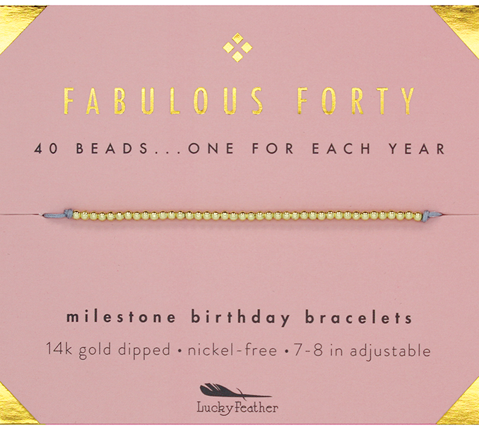 Forty - Gold Milestone Birthday Bracelet
