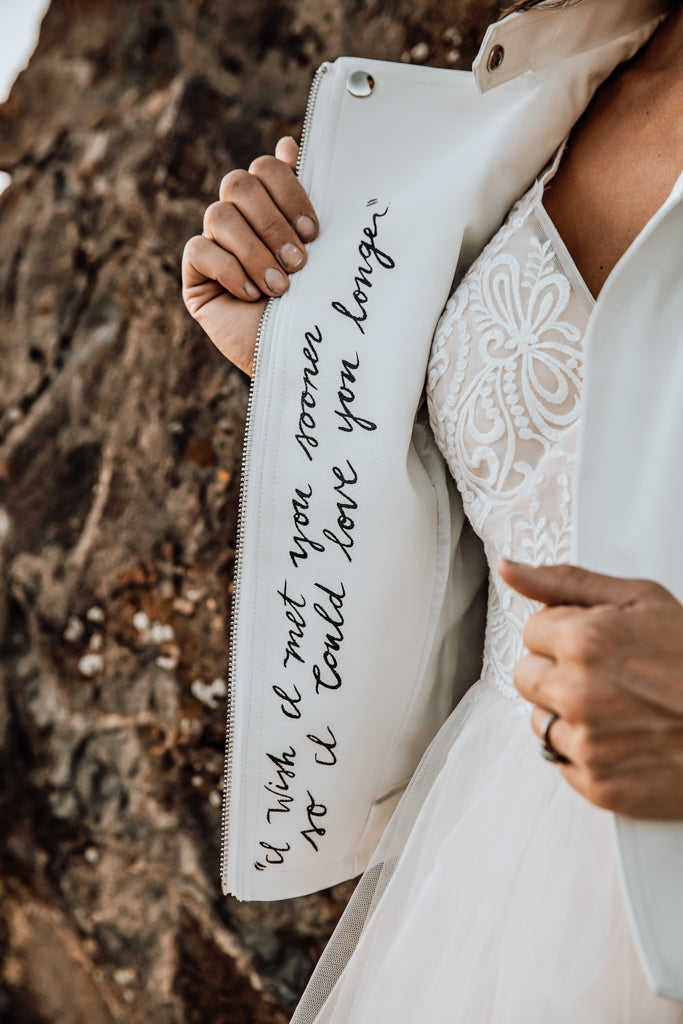 Boho Florals Leather Bridal Jacket SipHipHooray
