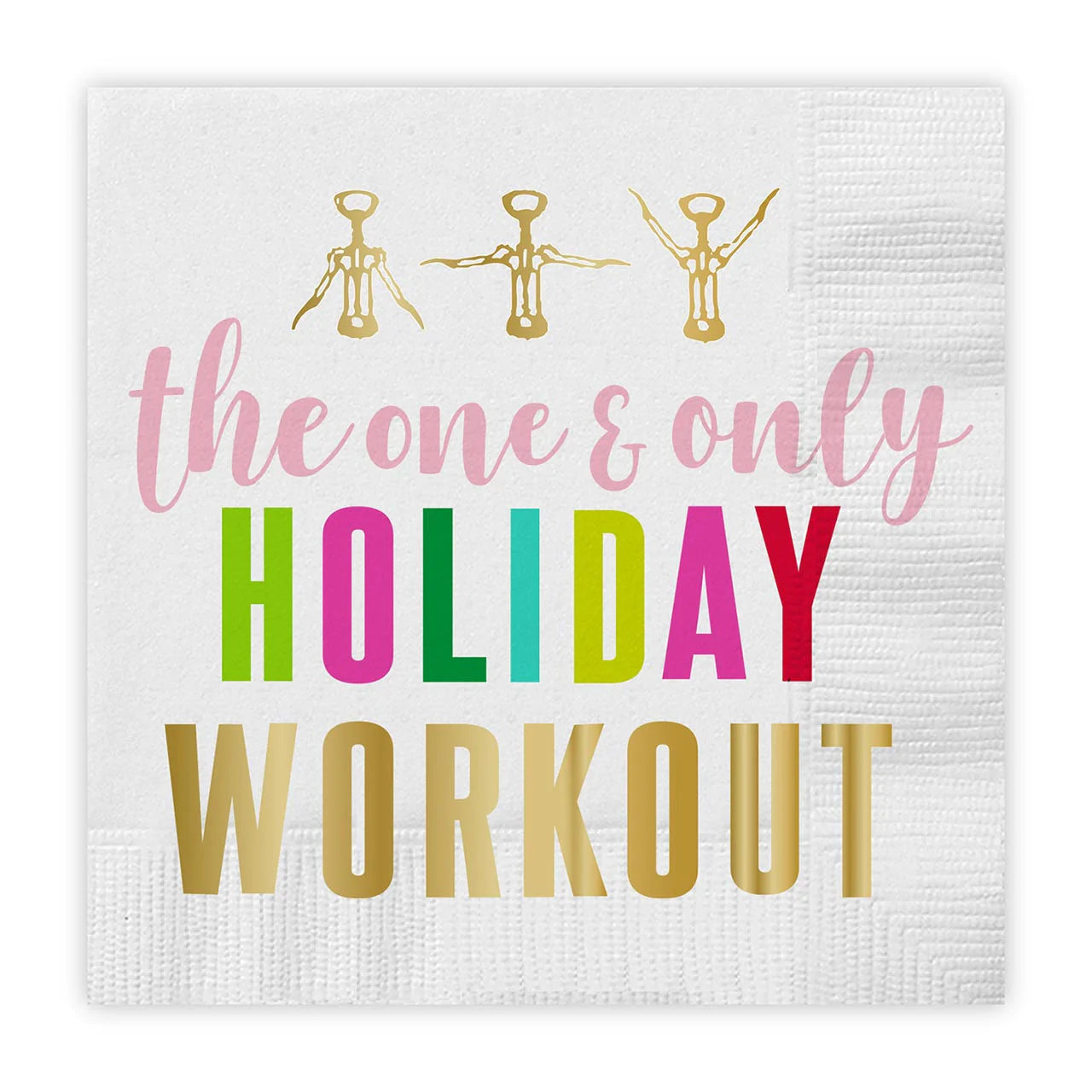 Funny "Wine Opener Holiday Workout" Christmas Cocktail Napkins