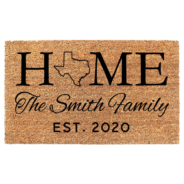Home Family Doormat with Any State Shape
