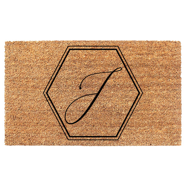 Hexagon Initial Custom Doormat