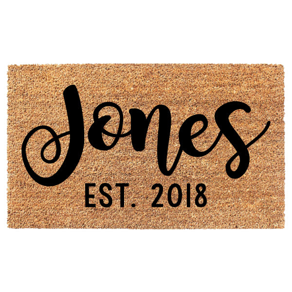 Script Last Name and Year Custom Doormat