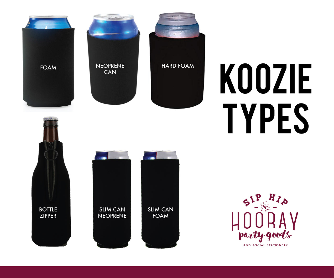 Bottle Koozies with Zipper (option to print on all sides)