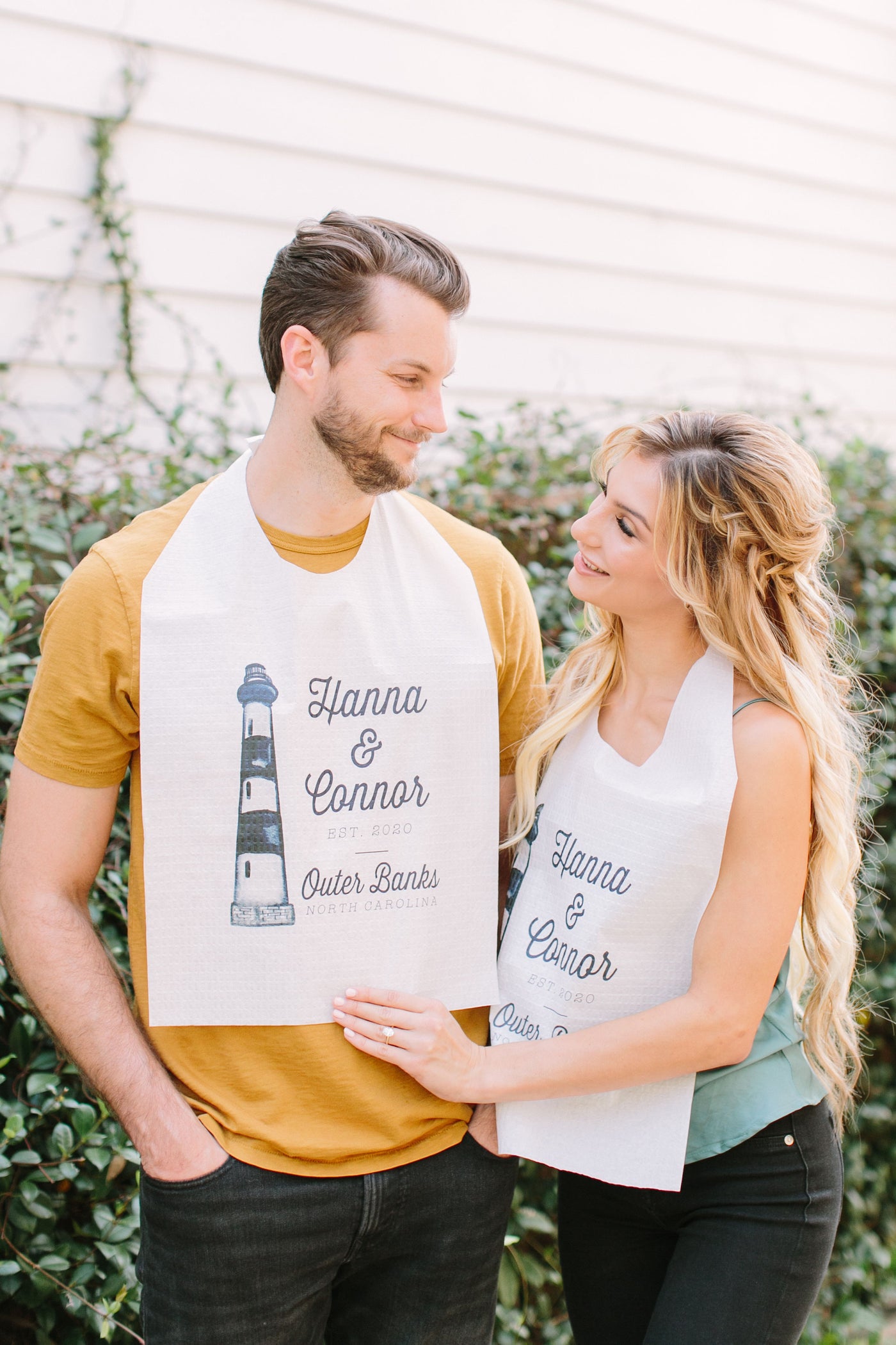 OBX Watercolor Bodie Island Lighthouse Party Bibs