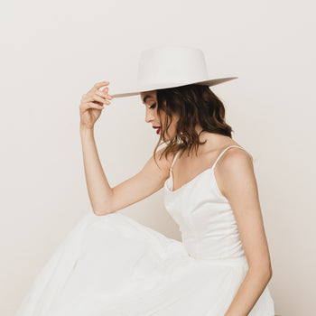 Wool Bridal Hat - Cream