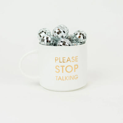 PLEASE STOP TALKING GOLD METALLIC MUG