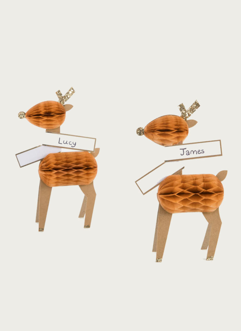 Honeycomb Reindeer Placecards - Set of 8