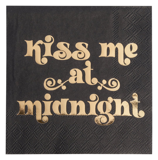 New Years Eve Kiss Me at Midnight Cocktail Napkins 3 PLY/20PK