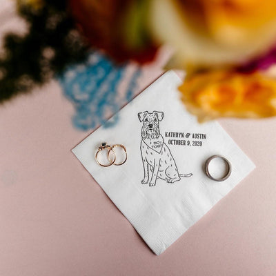 Cheers! Dog Drawing Pet Portrait Wedding Beverage Napkins