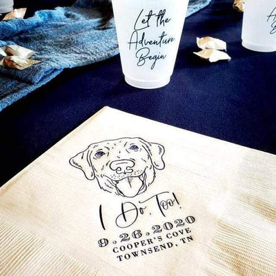 Cheers! Dog Drawing Pet Portrait Wedding Beverage Napkins