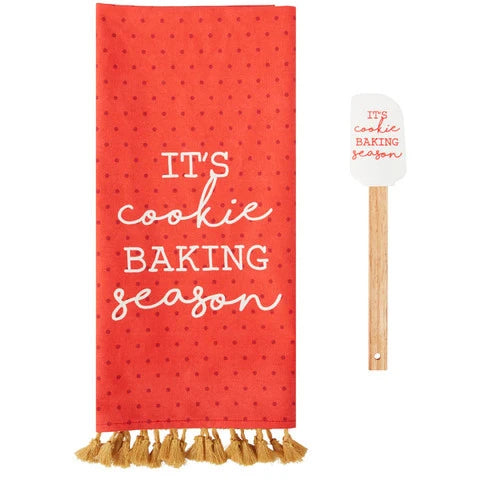 It's Cookie Baking Season - Christmas Kitchen Towel & Silicone Spatula