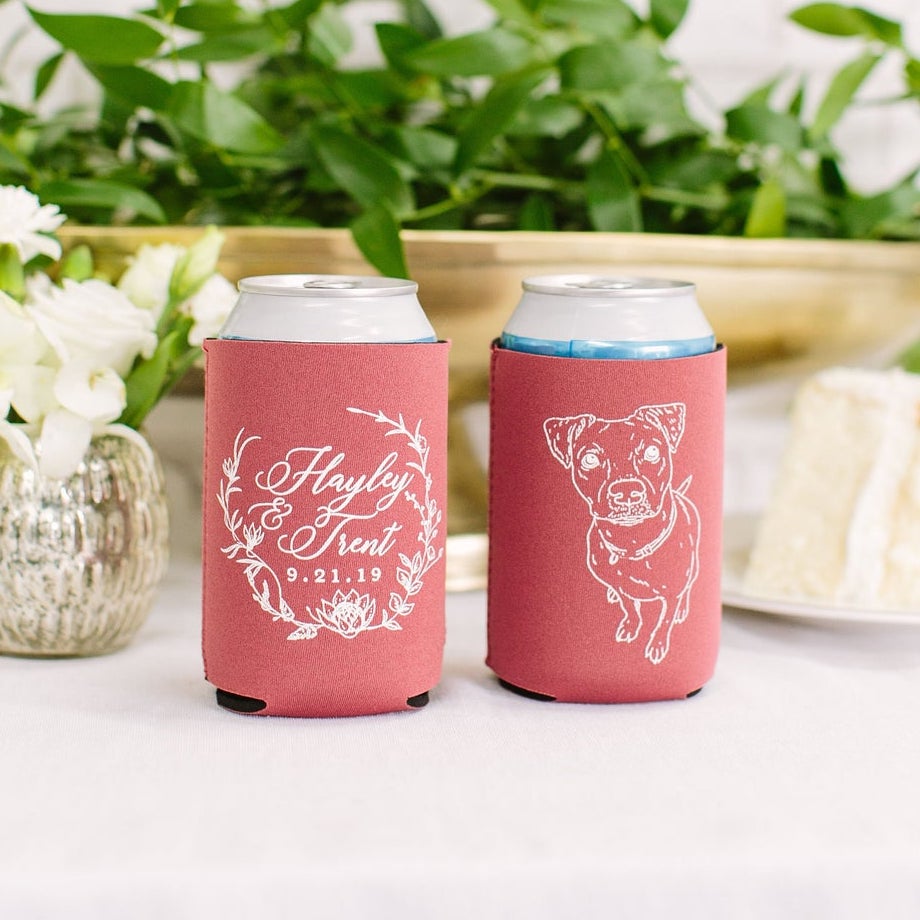 Hand-Drawn Pet Portrait Can Coolers