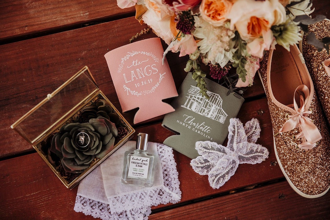 Neoprene Hand-Drawn Wedding Venue Can Coolers