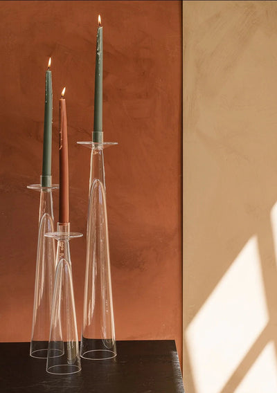 Alina Glass Taper Candle Holder in Various Sizes