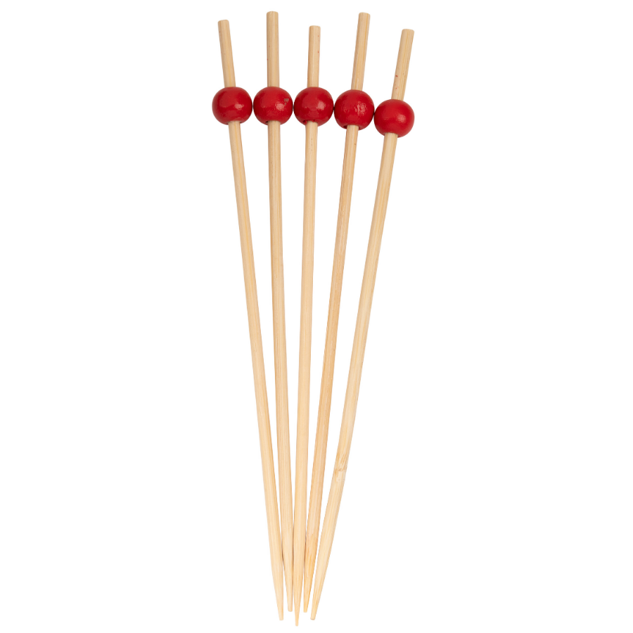 RED/SCARLET 6 INCH WOOD PARTY PICK/30PK