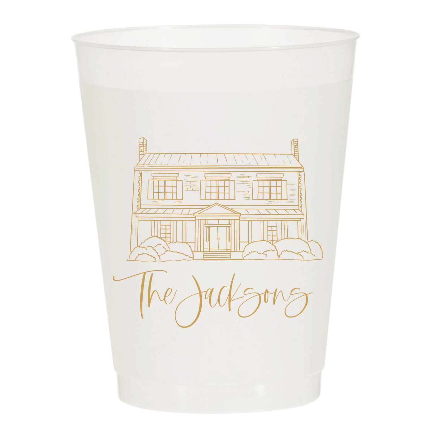 At Home Collection | Custom Last Name House Drawing Frosted Cups