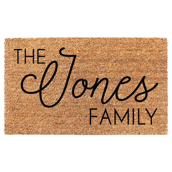 Modern Cursive Family Custom Doormat