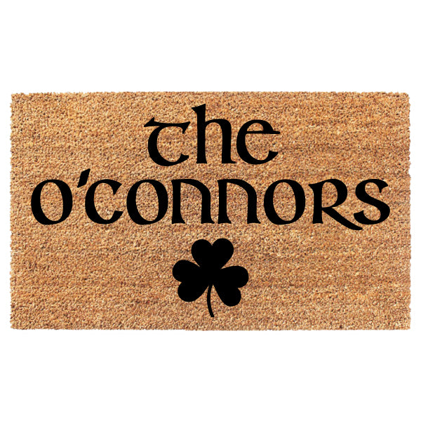 Irish Shamrock Last Name Celtic Doormat