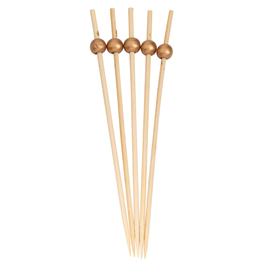 GOLD 6 INCH WOOD PARTY PICK/30PK - GIFT BOX