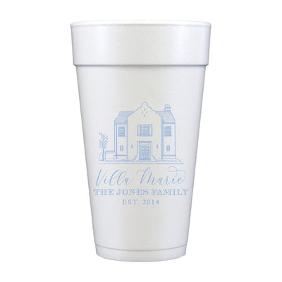 At Home Collection | Custom Vacation Home Drawing Foam Cups