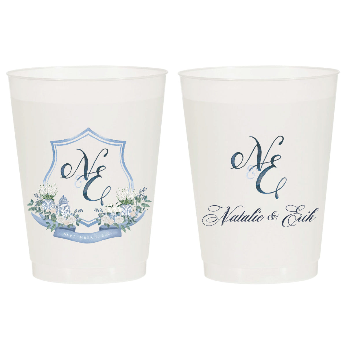 16oz Full Color Elegant Wedding Crest Frosted Cups