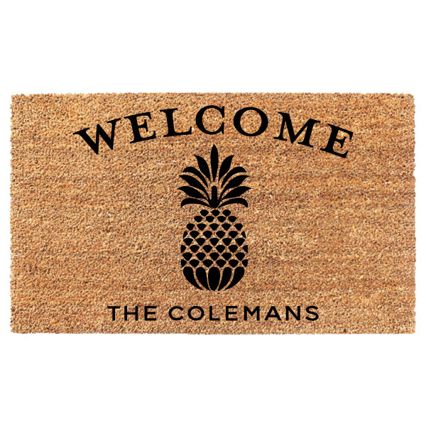 Pineapple Welcome Custom Name Doormat