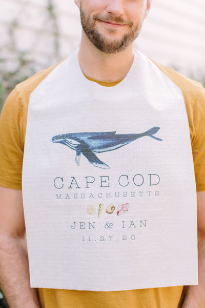 Cape Cod Whale Wedding Party Bibs