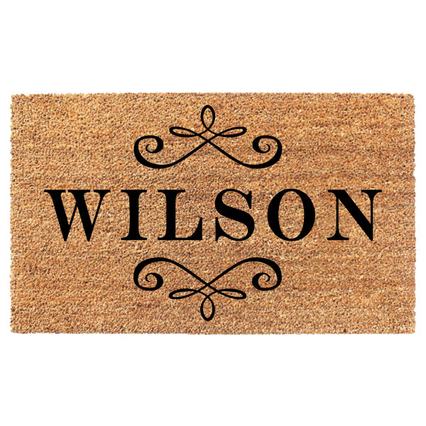 Last Name Flourishes Custom Doormat