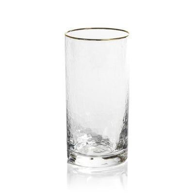Negroni Hammered High Ball Glass / Gold Rim