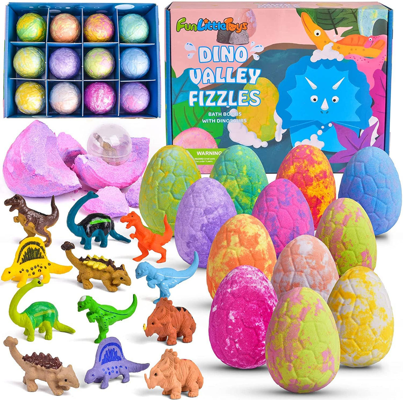 12 Ancient Dinosaurs Bath Bombs for Kids with Toys