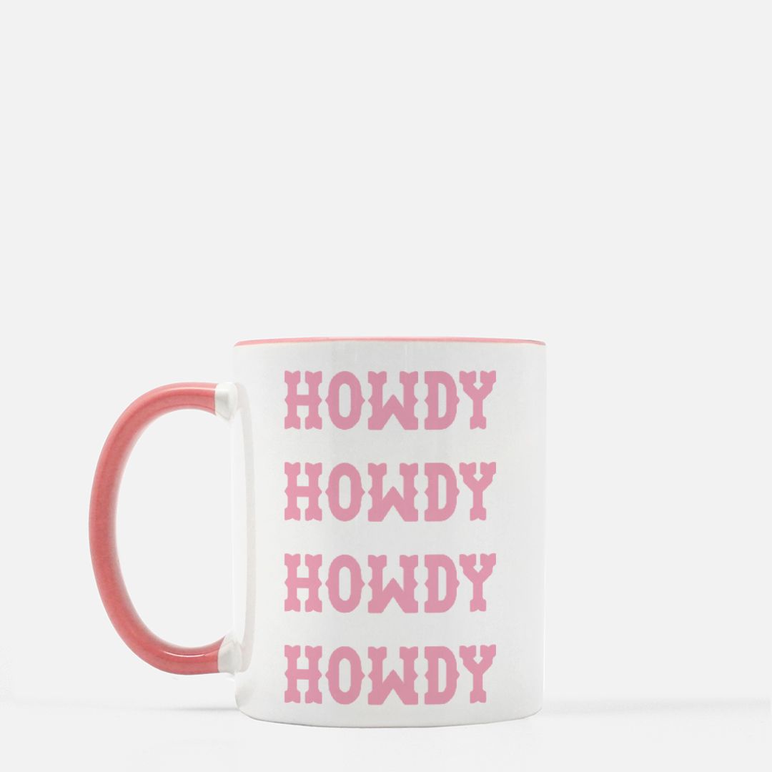 Howdy Western Mug 11 oz. (Pink + White)