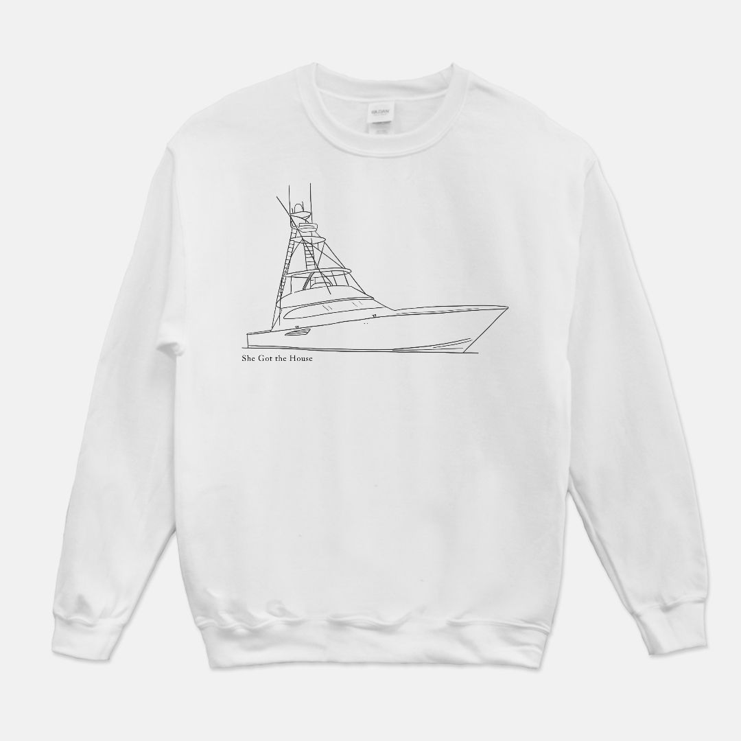 Custom Boat Sketch Unisex Crew Neck Sweatshirt (pricing includes boat sketch!)