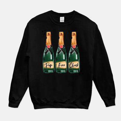 Pop Fizz Clink Bubbly Champagne Holiday Unisex Crew Neck Sweatshirt