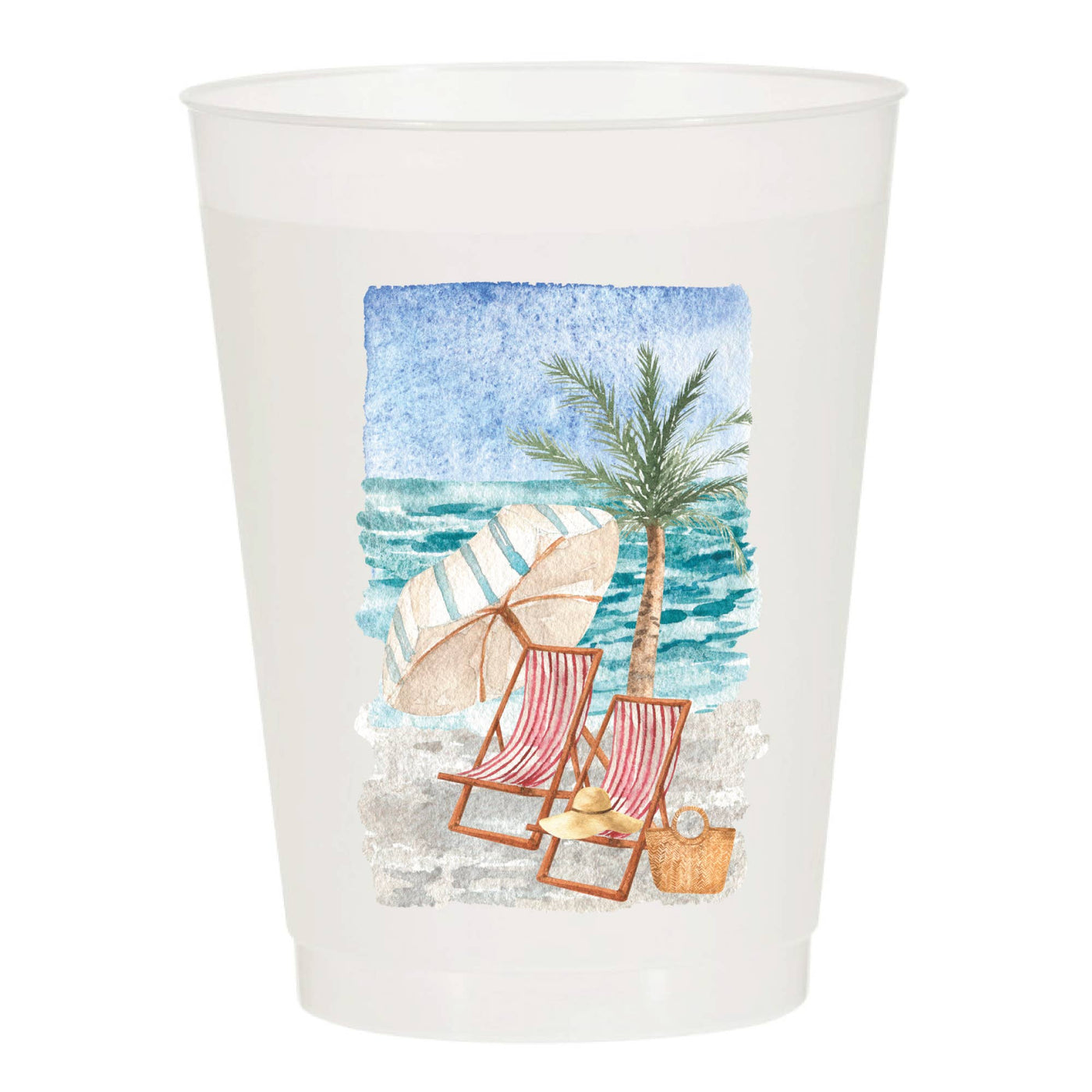 Watercolor Beach Frosted Cups- Summer