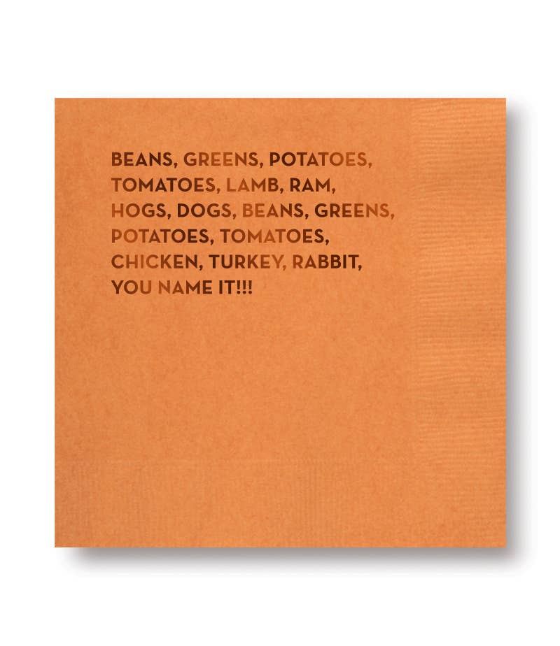 Beans Thanksgiving Napkins (Pumpkin w/ Copper Foil)