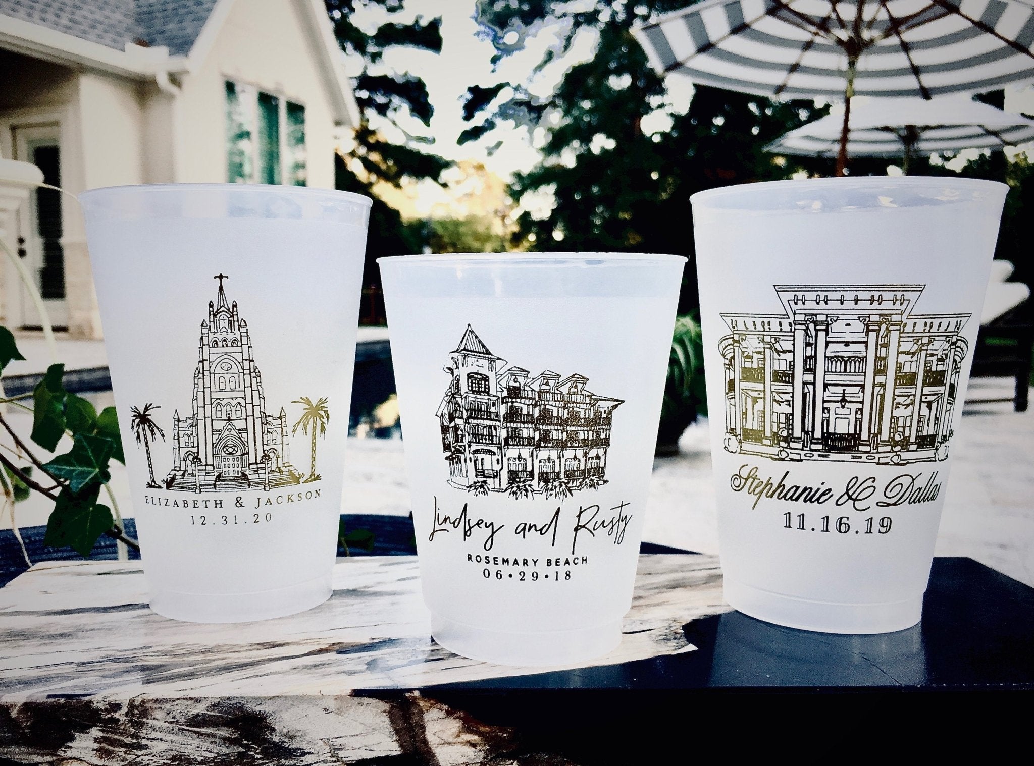 Scripted Cups Custom Venue Drawing Frosted Cups – SipHipHooray