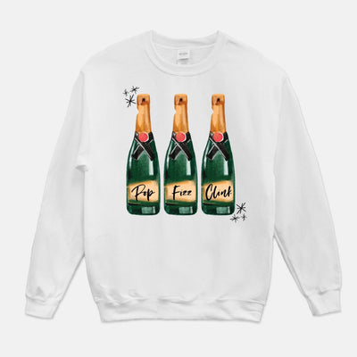 Pop Fizz Clink Bubbly Champagne Holiday Unisex Crew Neck Sweatshirt