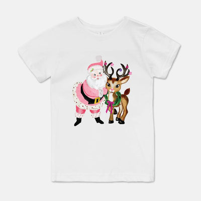 Pink Christmas Santa Bella Canvas Youth Unisex Jersey Short Sleeve Tee