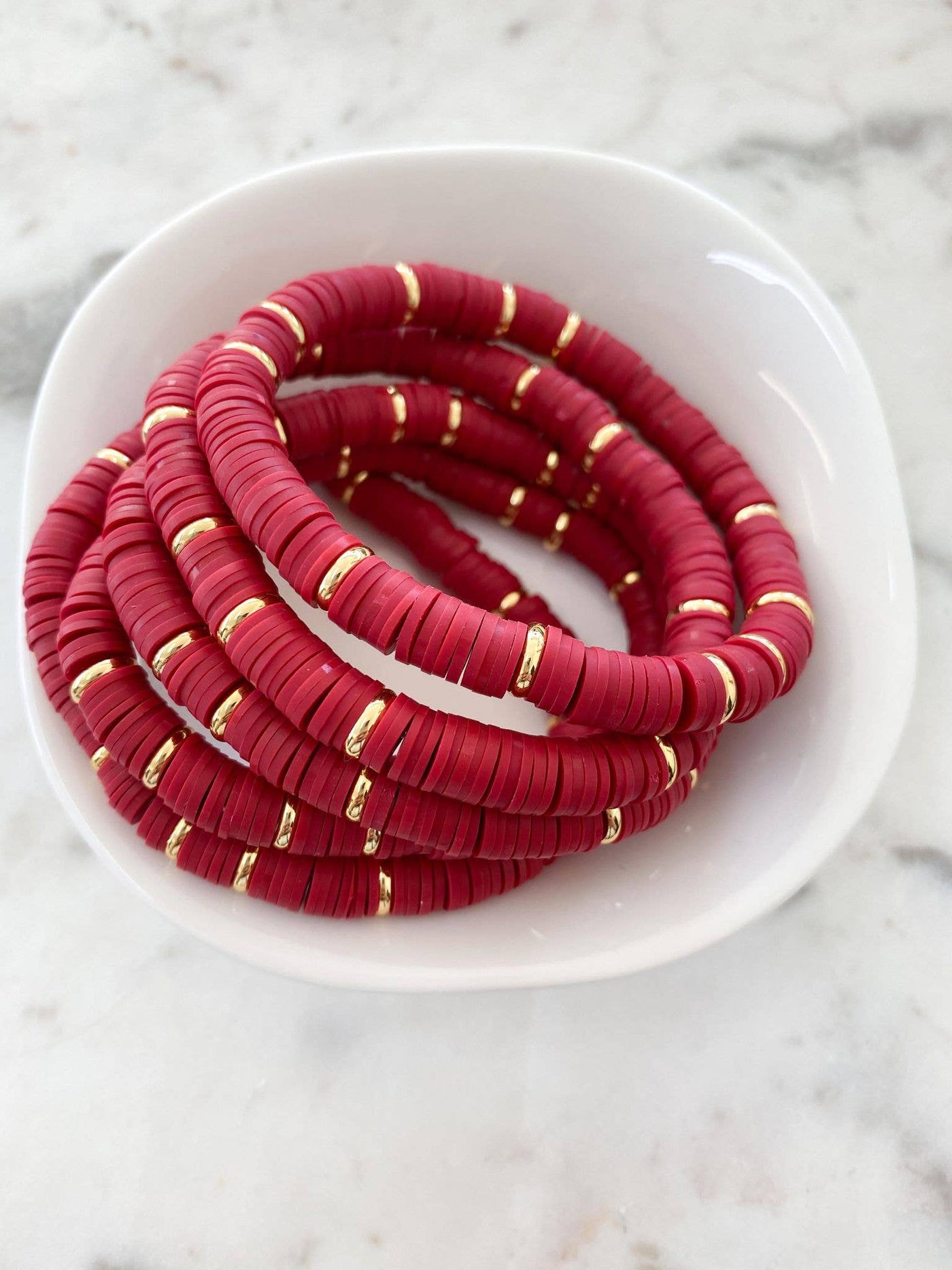 Blood Red With Gold Disc Color Pop Bracelet