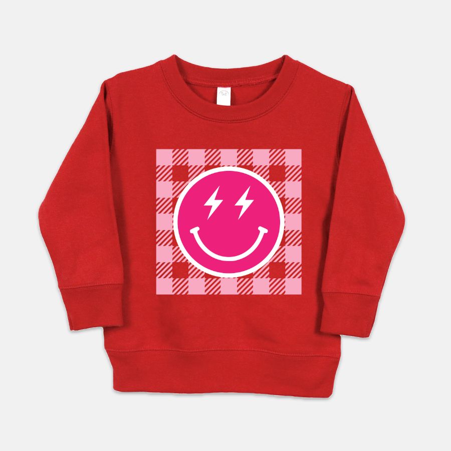 Lightening Bolt Smiley Toddler Crew Neck Sweatshirt