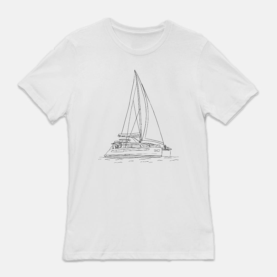Custom Boat Drawing Unisex Crew T-Shirt (pricing includes boat sketch)