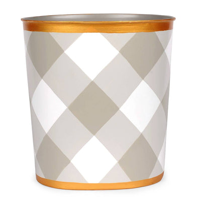 Buffalo Plaid Taupe Large Oval Wastebasket