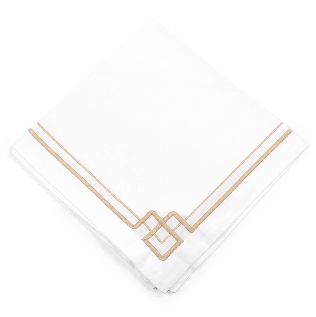 Interlocking Key White & Taupe Cotton Napkins
