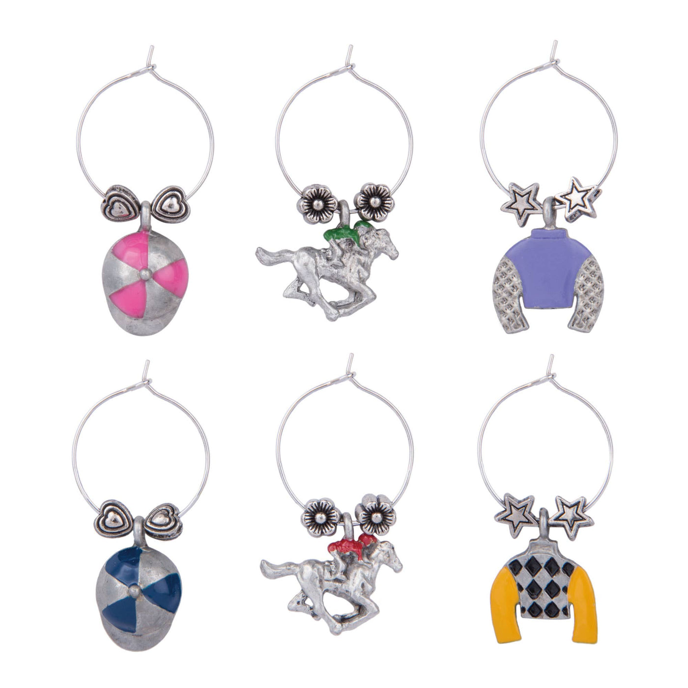 At the Races Painted Wine Charms